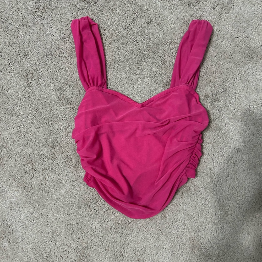 SHEIN Pink Ruched Crop Top